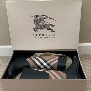 Burberry Black and Tan Plaid Boots
